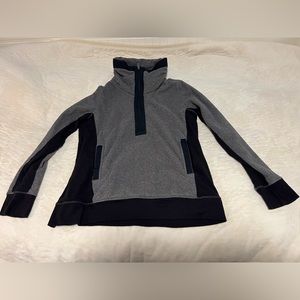 Lululemon Post Chaturanga Fleece Pullover Size 12 Half Zip Sweater Gray Black